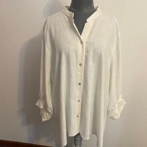 Karen Kane Cream Amalfi Coast Handerchef top, size 2X